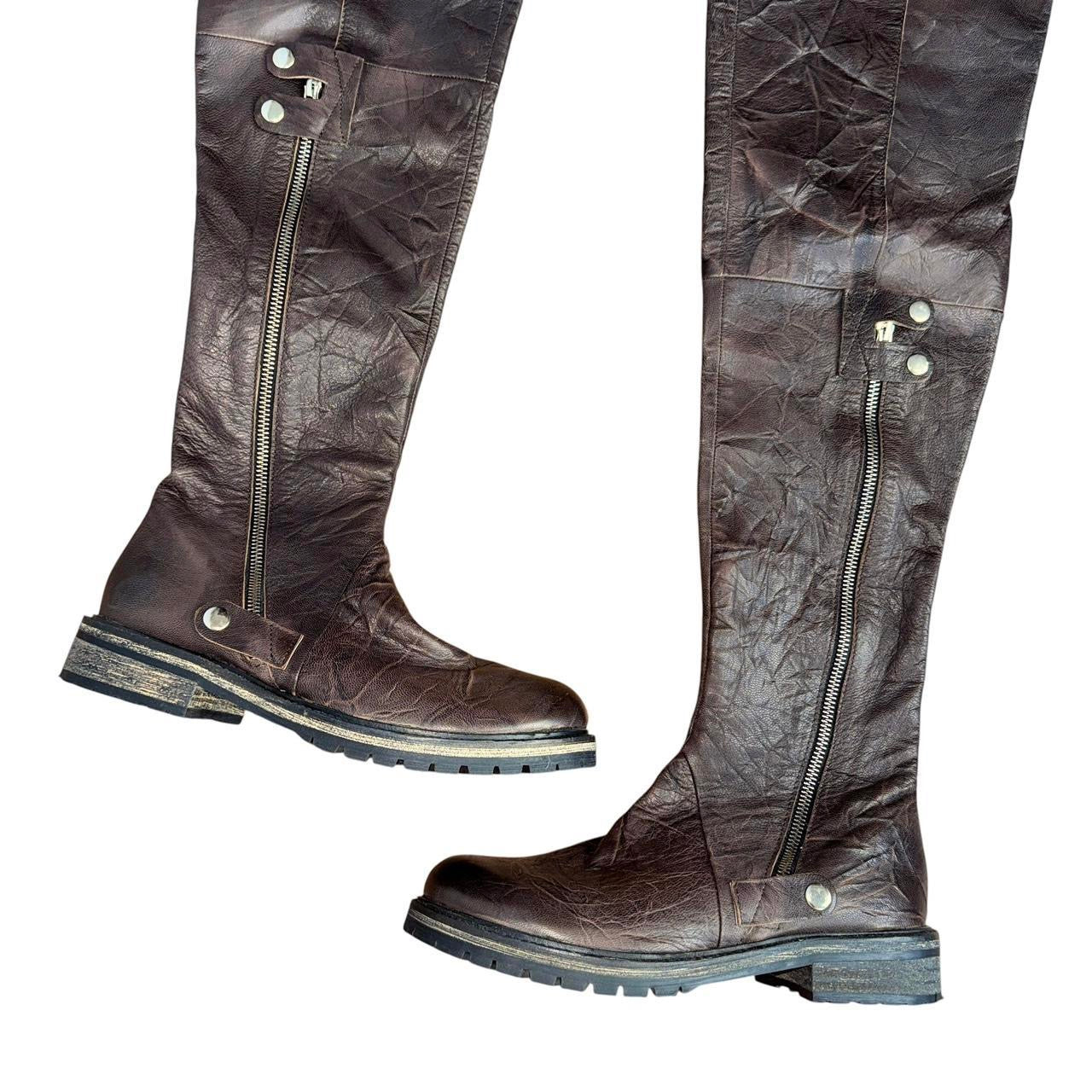 Y2K Free People Leather Thigh-High Boots (7.5)