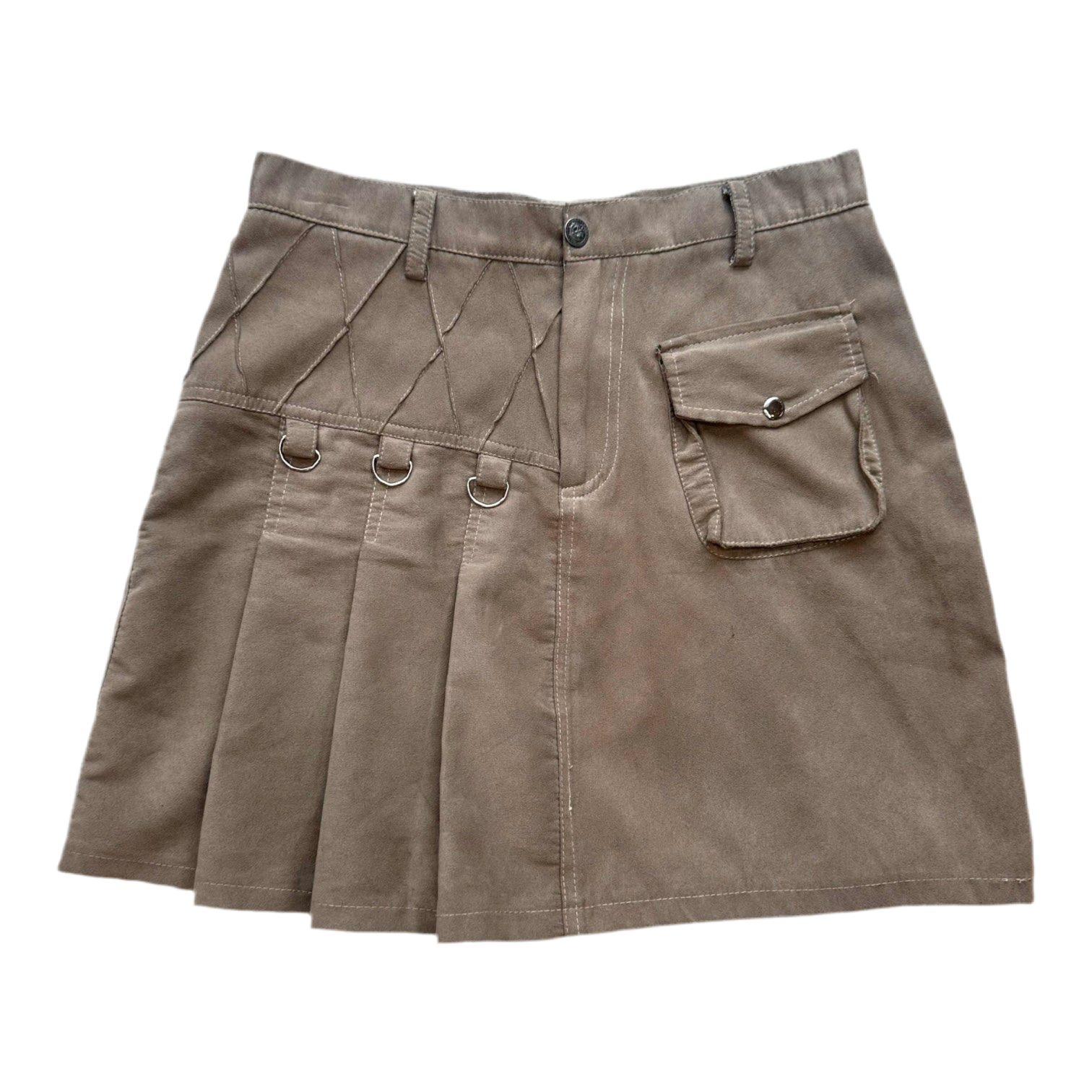 Pleated Faux Suede Miniskirt (XS)