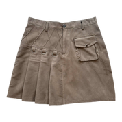 Pleated Faux Suede Miniskirt (XS)