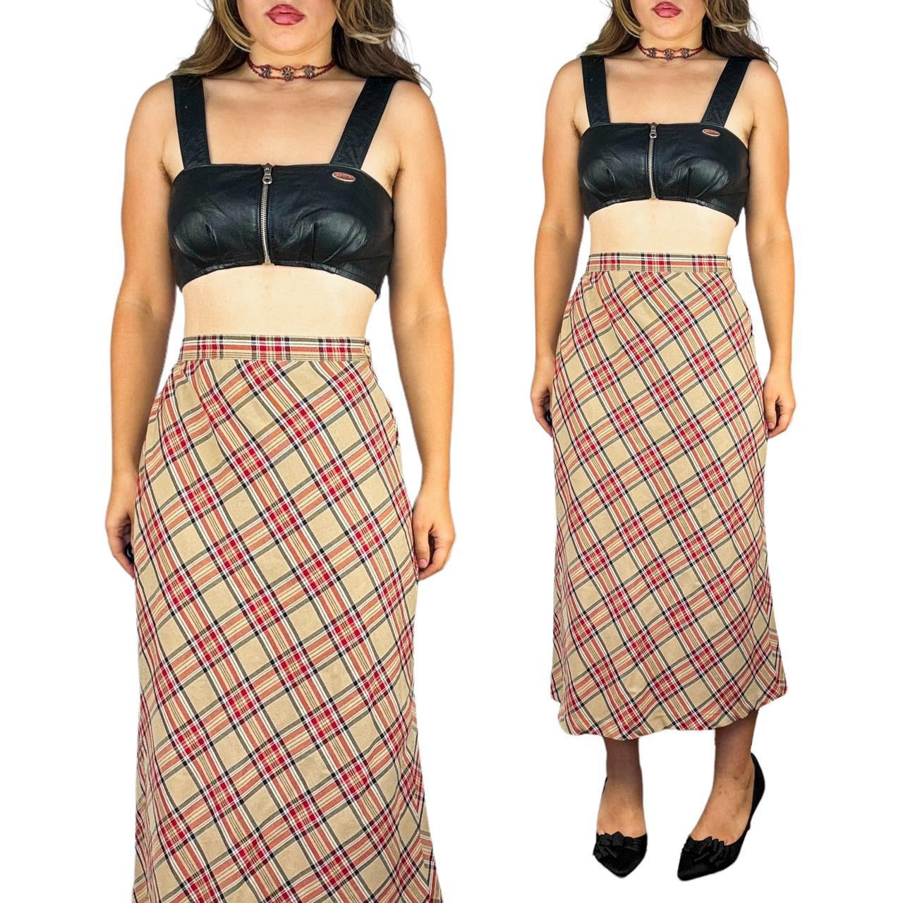 90s Plaid Midi Skirt (S)