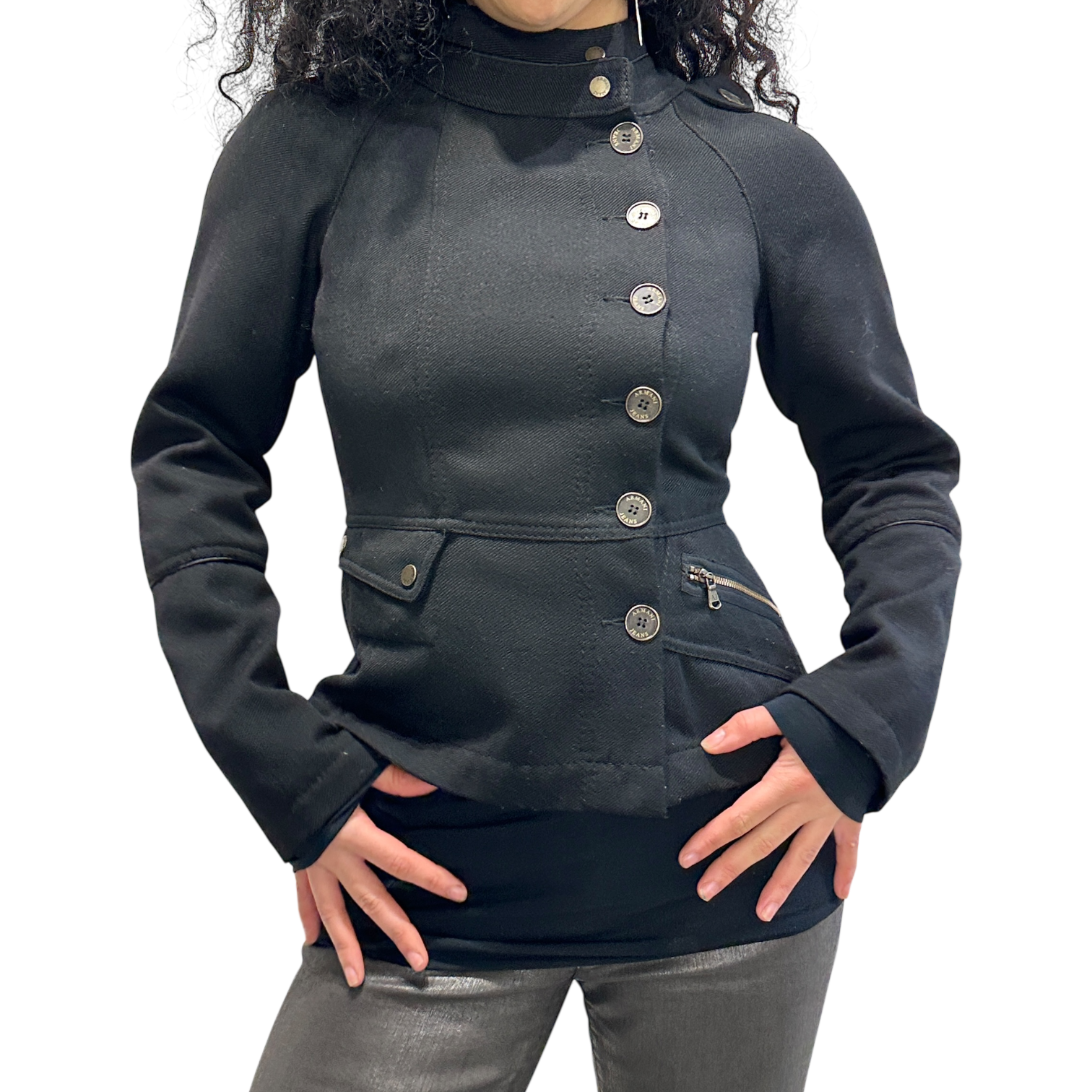 ジャケット・アウター archive ARMANI grunge military jacket Vintage Armani Black Military Jacket (S) – Holy Thrift