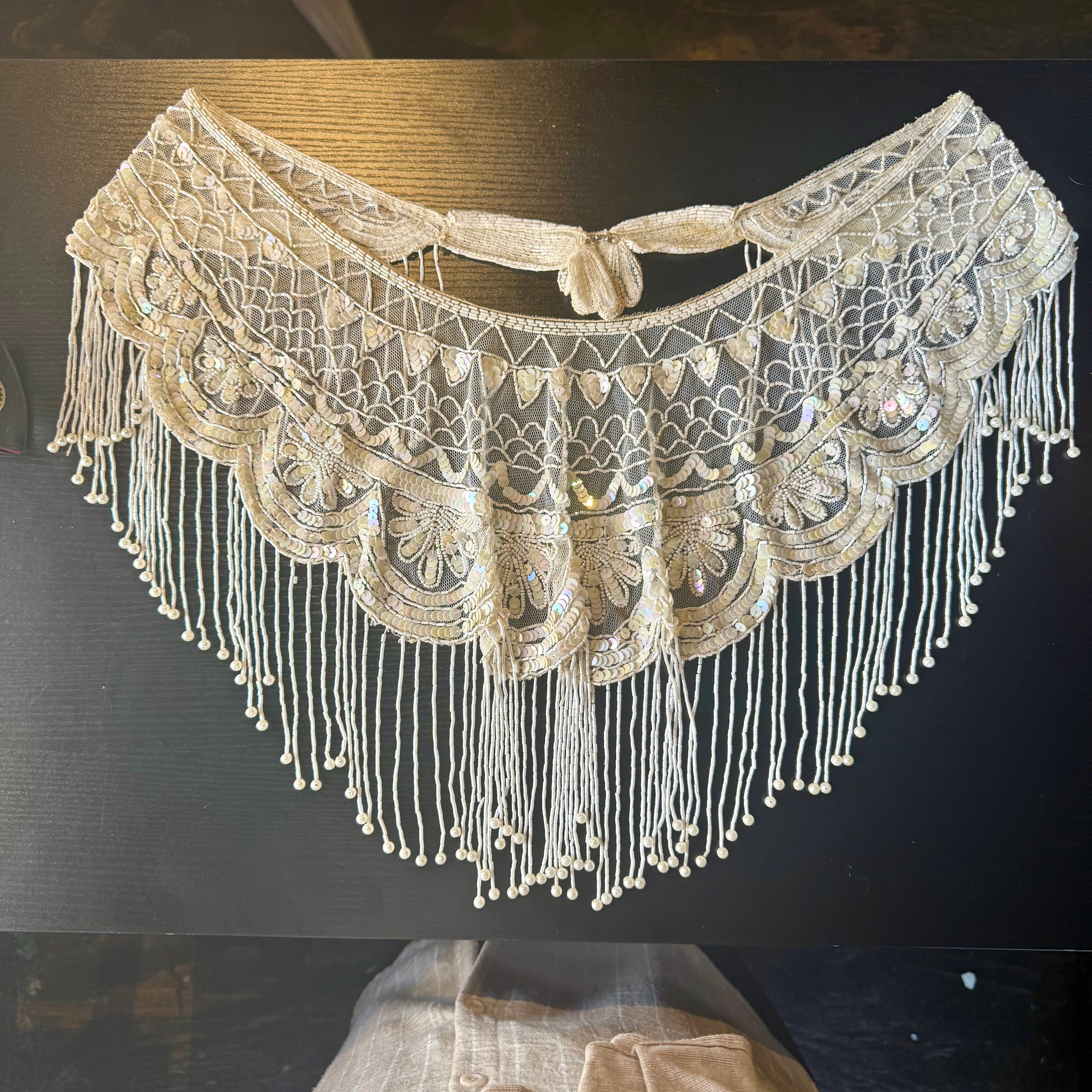 Vintage beaded Shawl with Rose Pattern