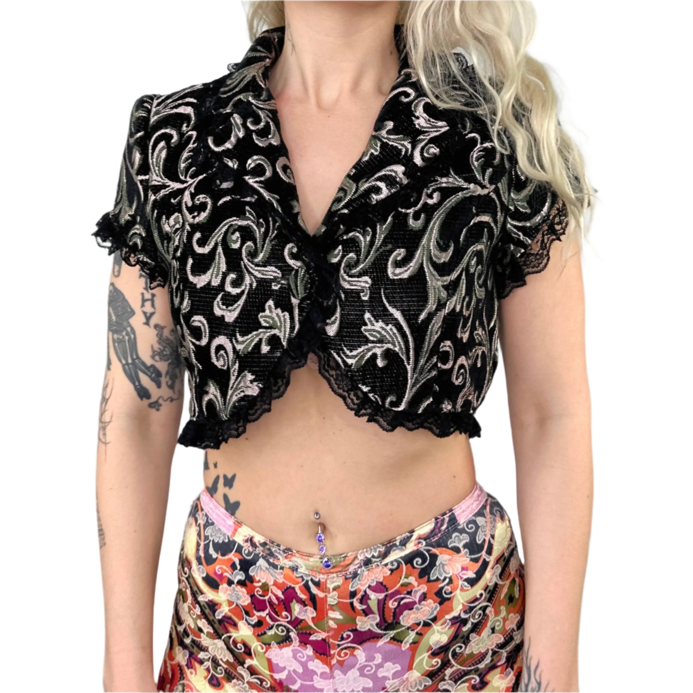 2000s Brocade Lace Crop Top (M) – Holy Thrift