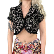2000s Brocade Lace Crop Top (M)