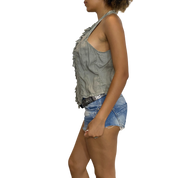 Vintage Boho Chic Fringe Waistcoat (M)