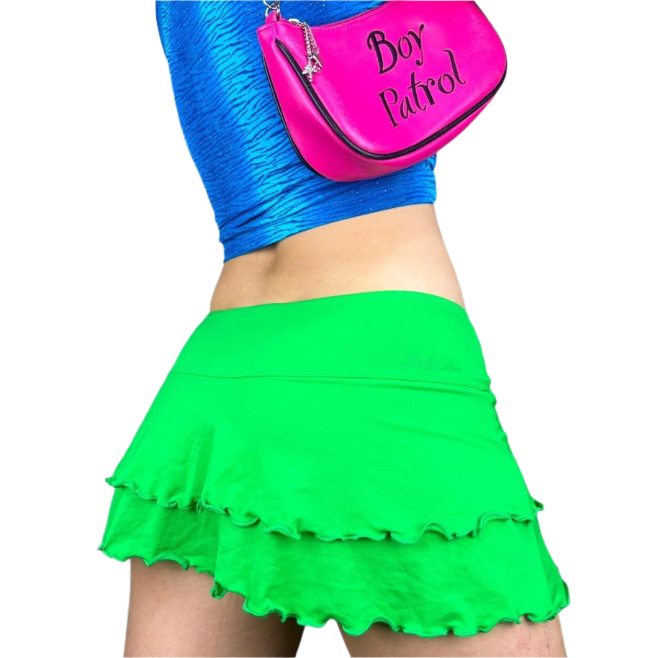 Y2K Acid Green Mesh Micro Skirt (XS)