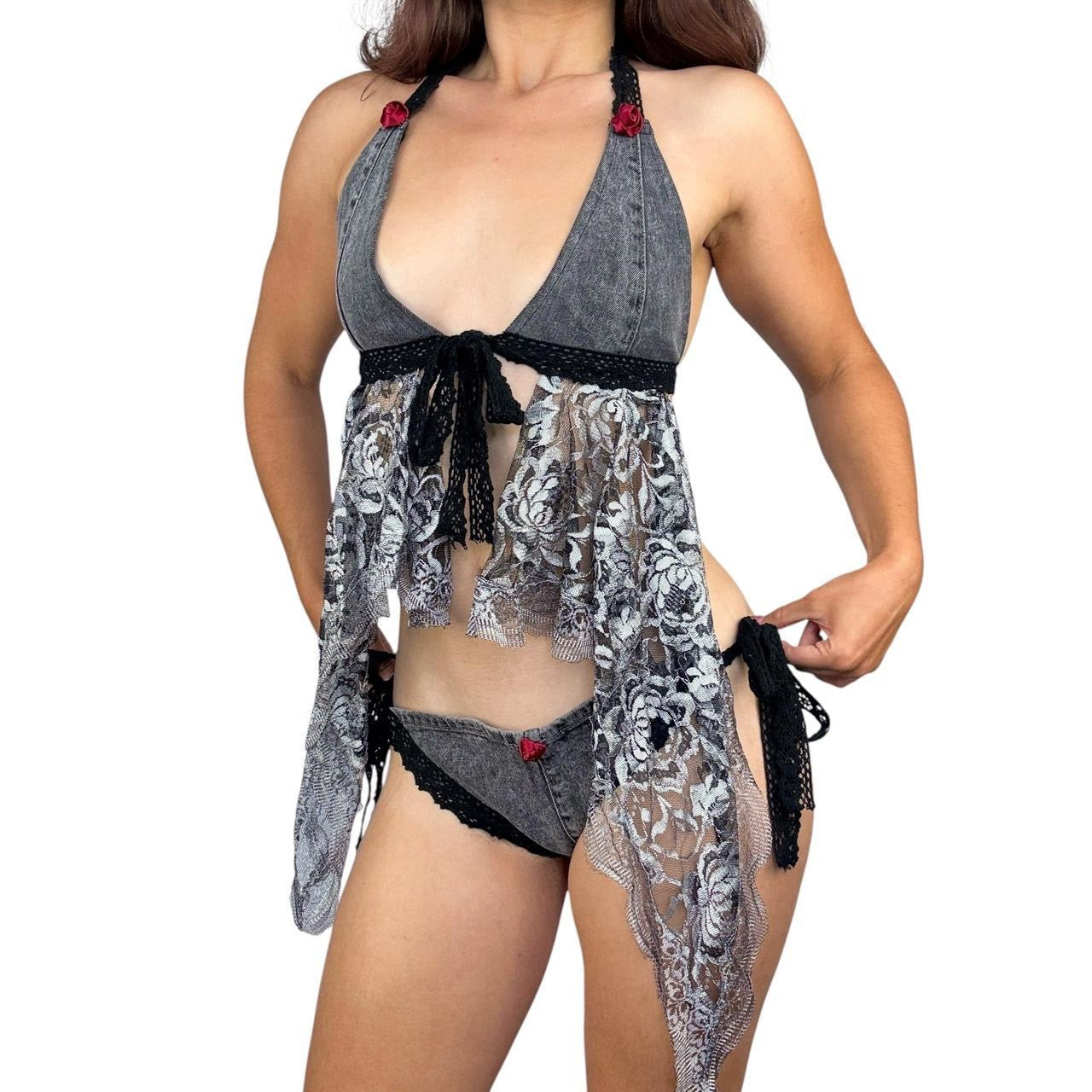 Denim Flutter Bikini Set (S/M)