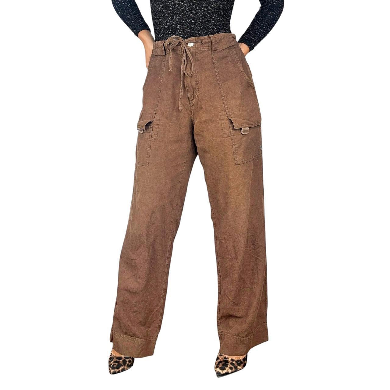 パンツ 90s brown wide cargo pants Vintage Guess Brown Linen Cargo Pants (L) – Holy Thrift
