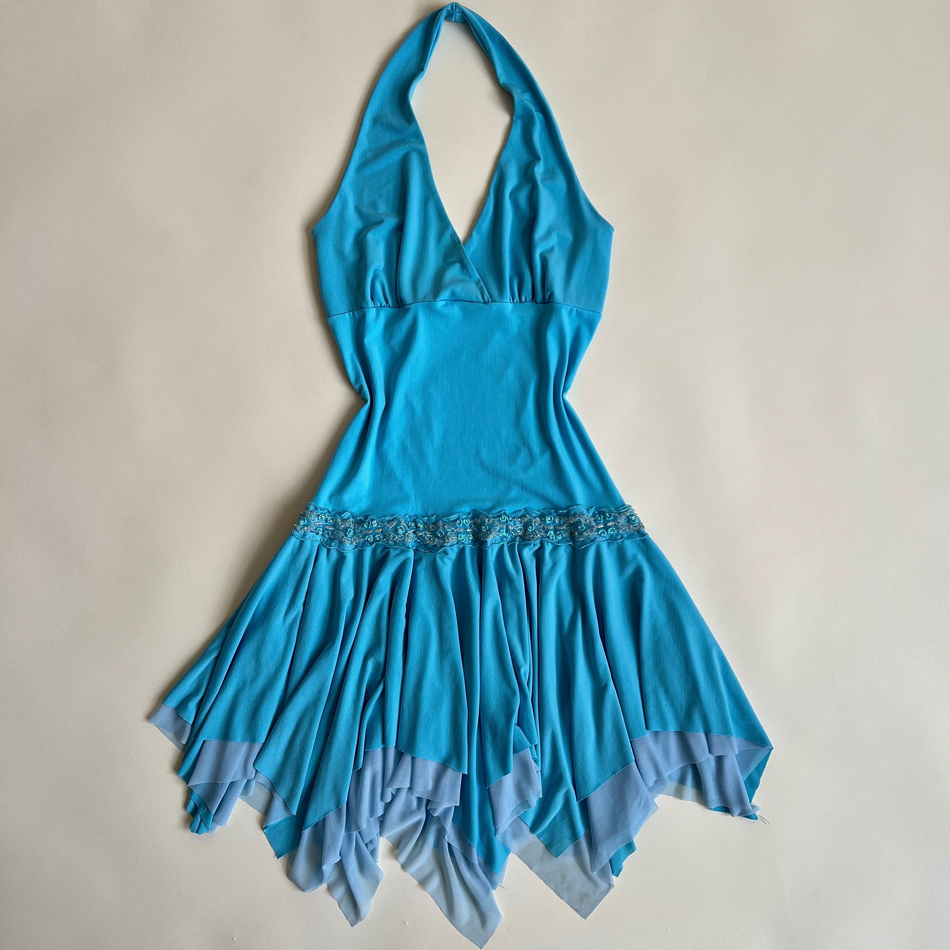 sachin and babi light blue dress Butterfly Fairy Sequin Mini Dress with Train main image 0