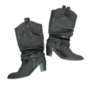 Vintage Grunge Leather Slouch Cowboy Boots (UK 8 EU 41 US 10)