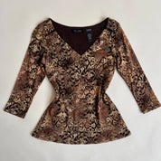 00s brown baroque mesh top (M/L)