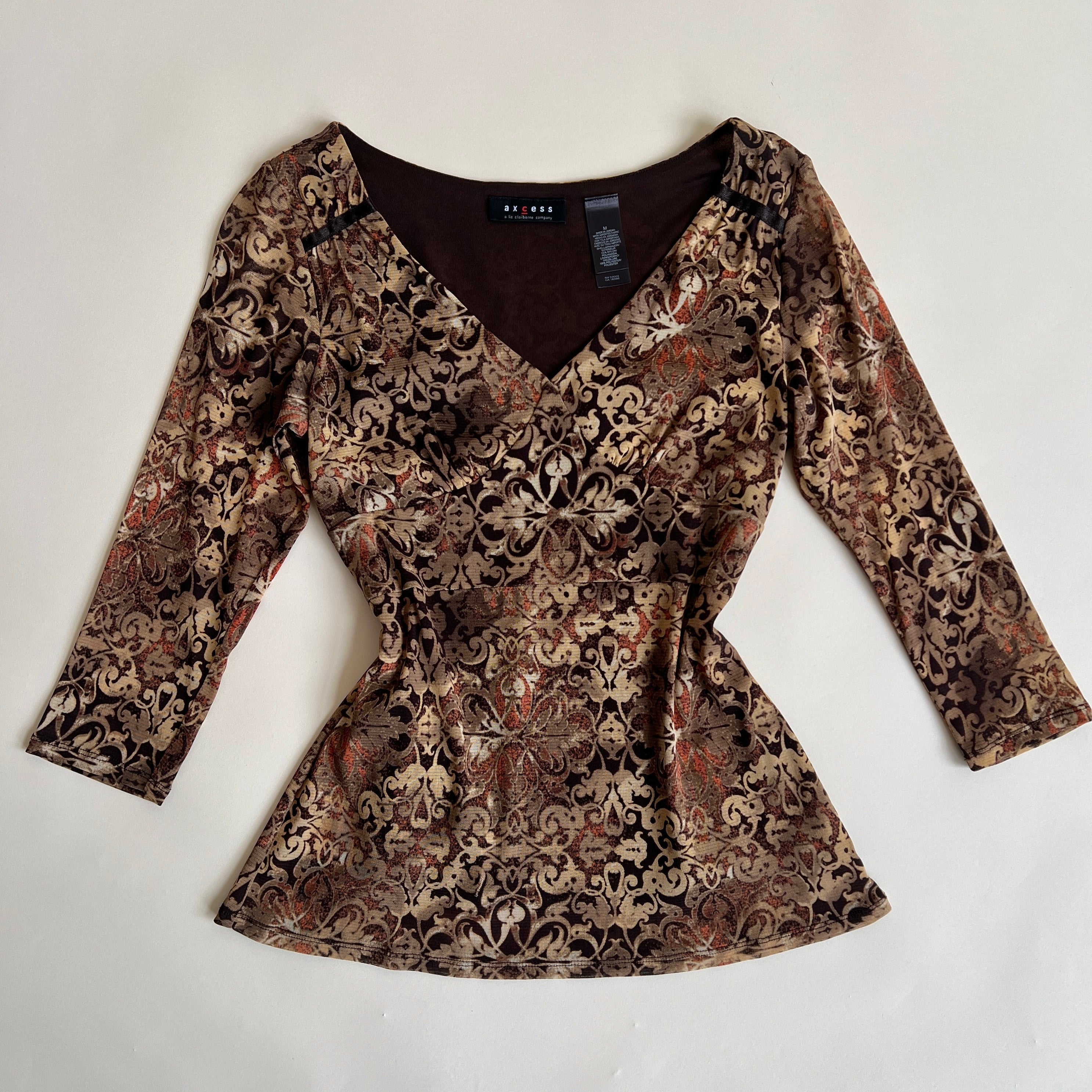 00s brown baroque mesh top (M/L)