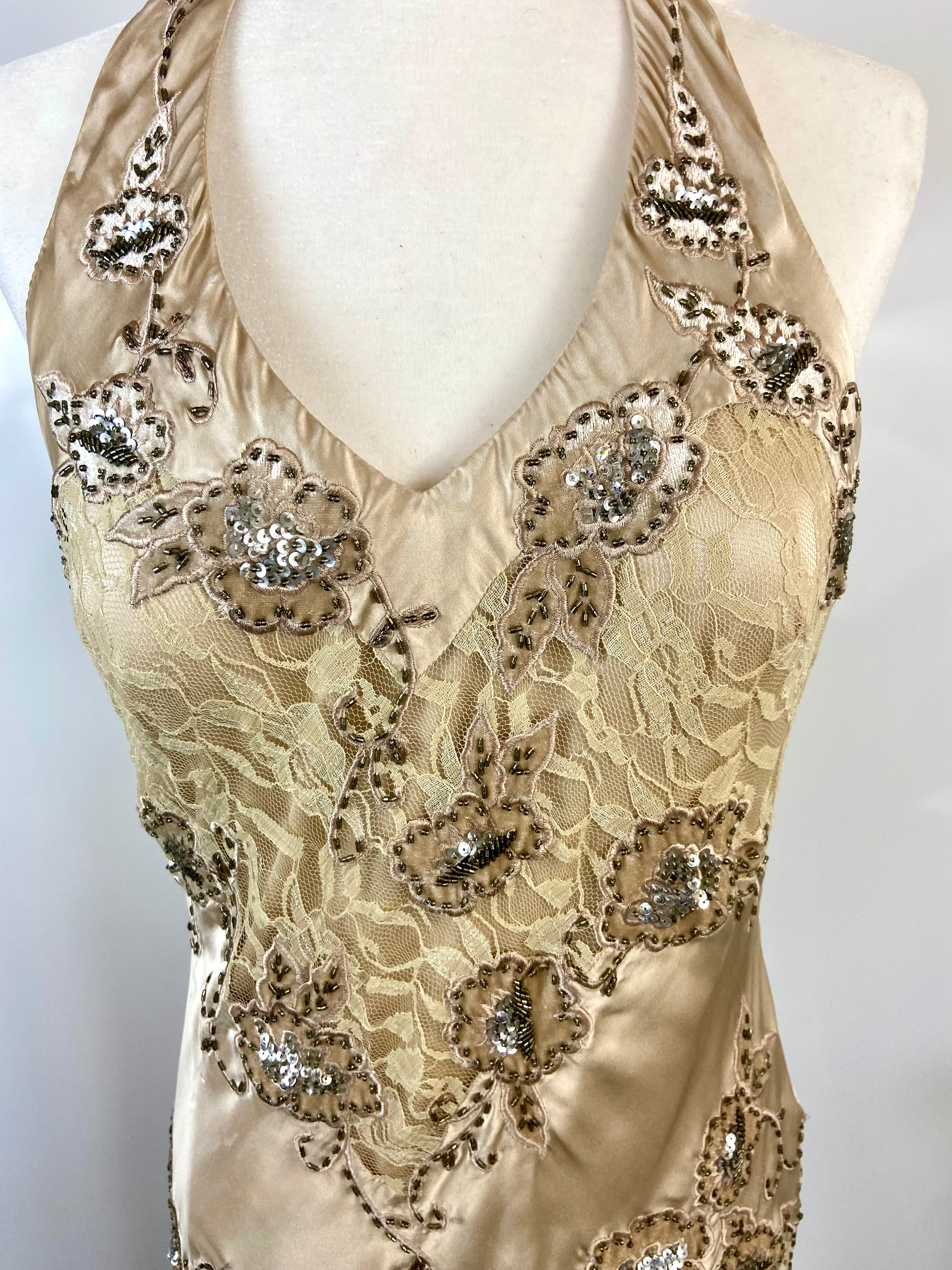 Cache Satin Gold A-line Dress