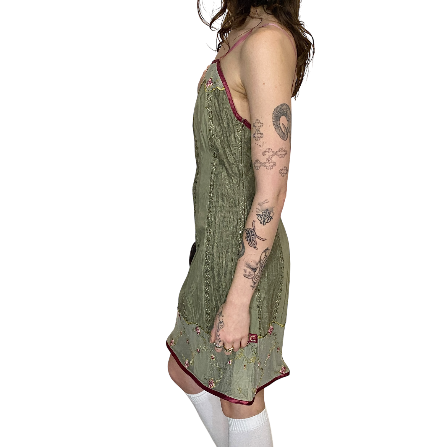 90s Lace Rose Mini Dress (S)