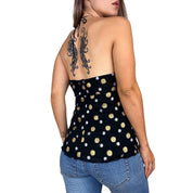 Y2K Silk Polka Dot Halter Top (M)