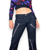 00s Grunge Zipper Flares (M)