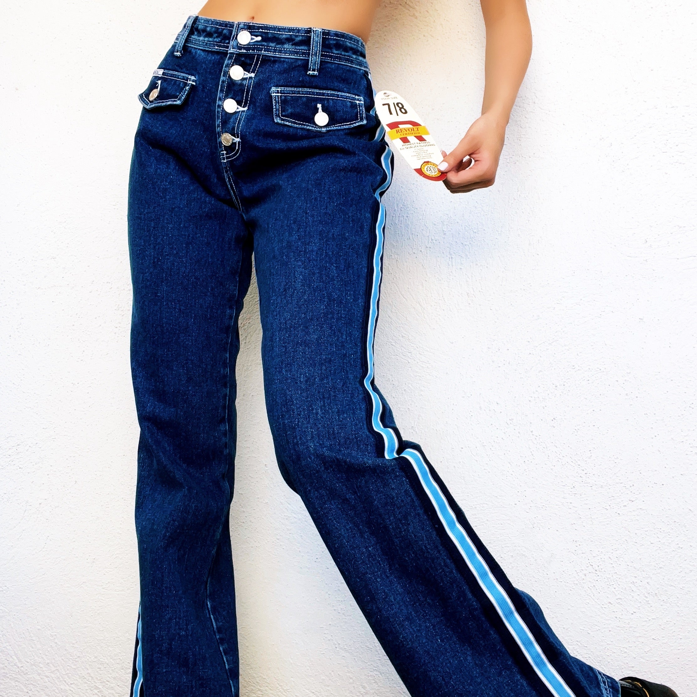 Vintage Sporty Striped Jeans (M)