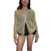 Vintage Italian Crochet Zip Up Cardigan (S/M)