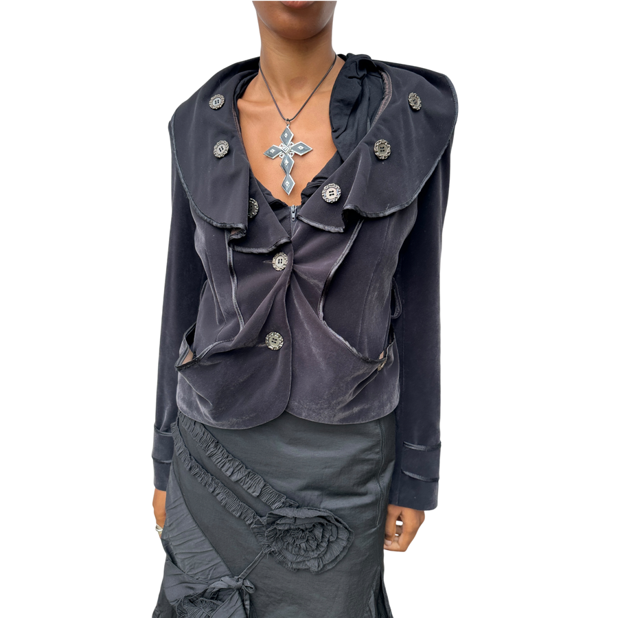 Vintage Helena Bonham Carter Romantic Gothic Ruffle Jacket (M/L))