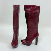 Vintage Burgundy Leather Heeled Boots (6.5)
