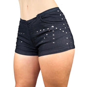 Y2K Studded Black Denim Micro Shorts (S)