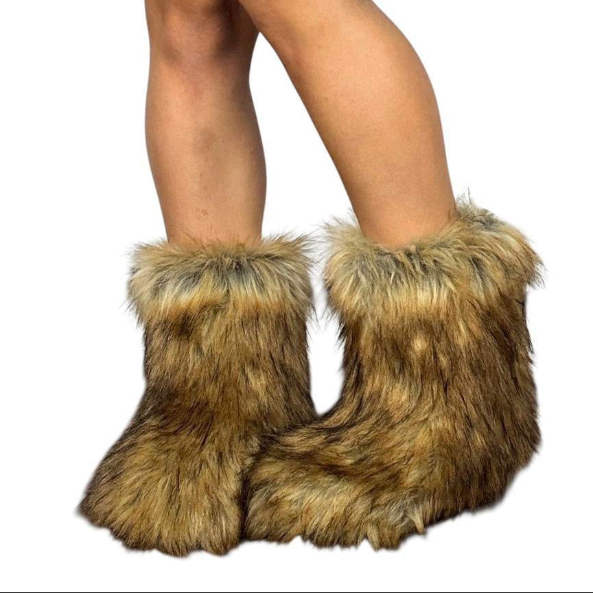 Y2K Brown Faux Fur Yeti Boots (7.5) – Holy Thrift