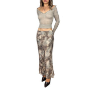 Vintage Animal Print Maxi Skirt (M)