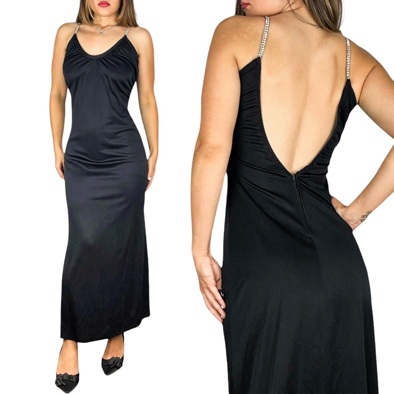 70s Noir Low Back Evening Gown (S) – Holy Thrift