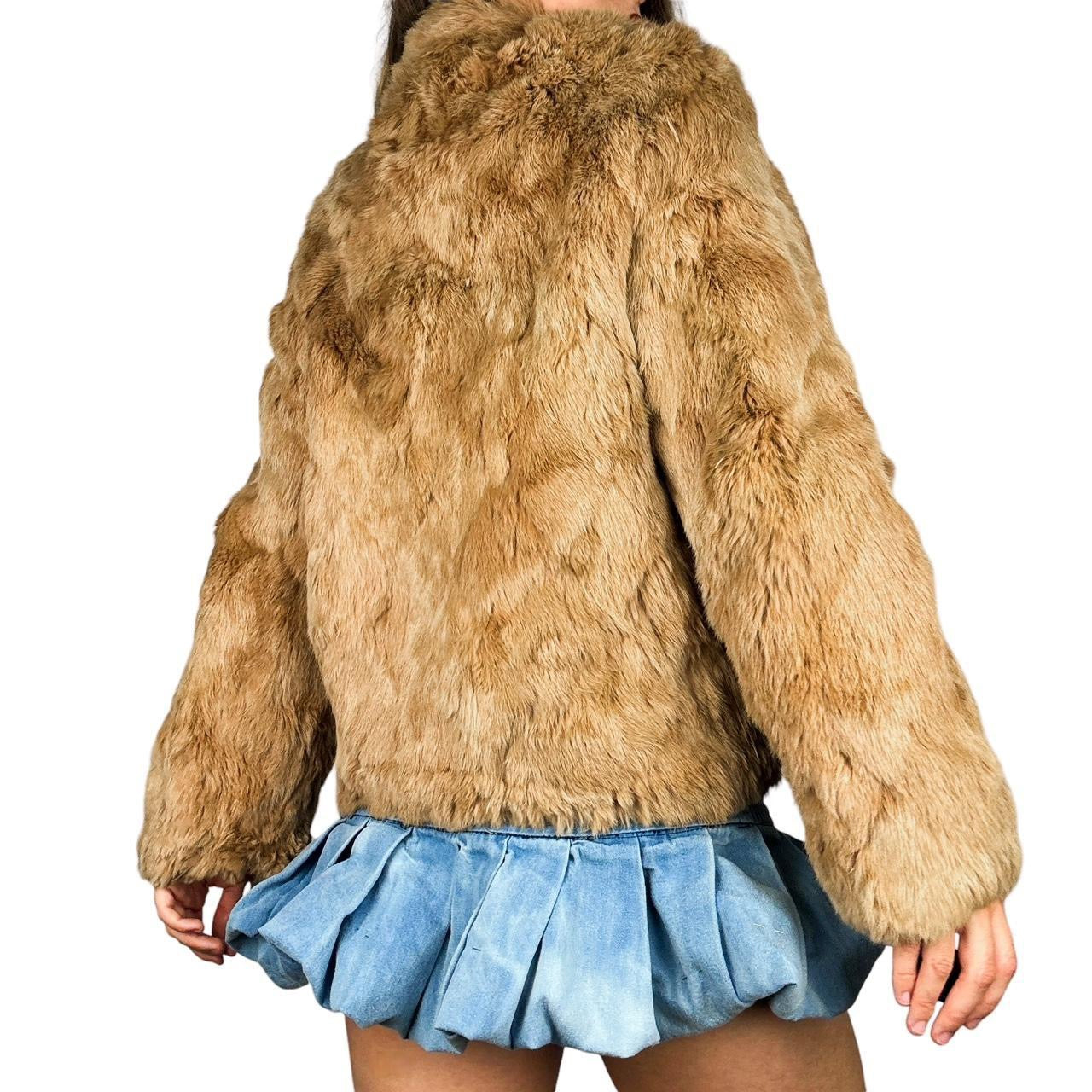 90s Reversible Rabbit Fur Bomber (M)