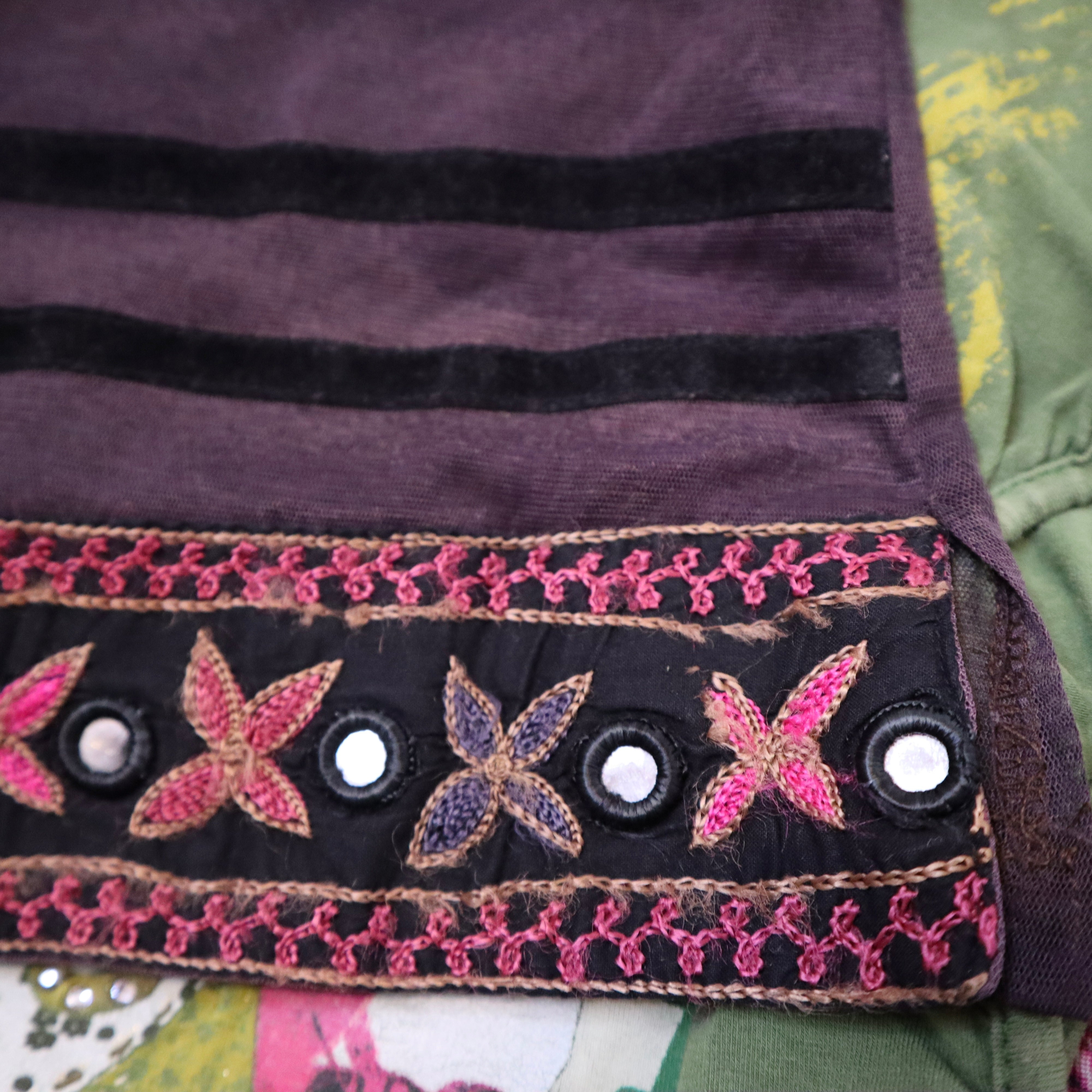 Y2K Purple Mesh Flared Sleeve Top (S/M)