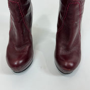Vintage Burgundy Leather Heeled Boots (6.5)