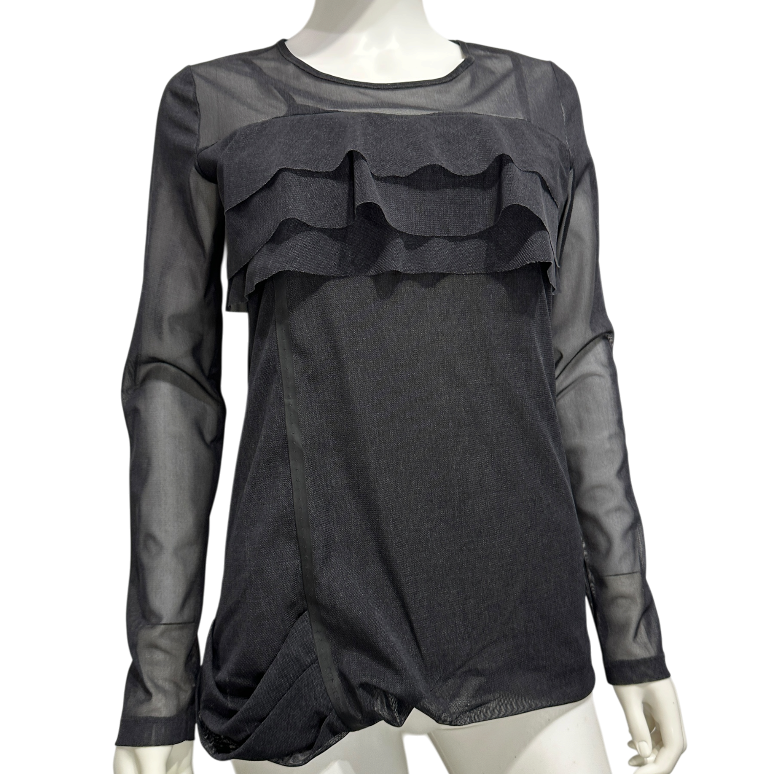 Vintage Cop Copine Ruffle Mesh Longsleeve Top (S/M) – Holy Thrift