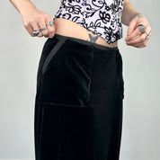 Black Velvet Midi Skirt w/ Pockets (XS/S)