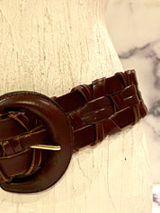 Leather brown waist belt