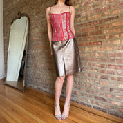 2000s Gold Leather Skirt (S)