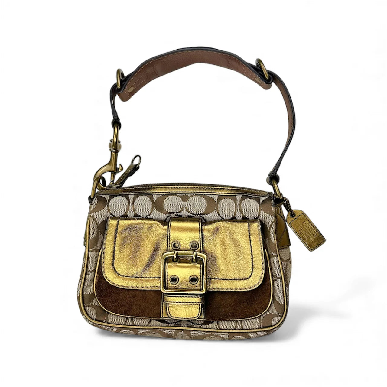 バッグ COACH Signature Canvas Gold Soho Bag Coach Soho Gold Bag – Holy Thrift