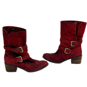 Vintage Red Leather Biker Boots (8)