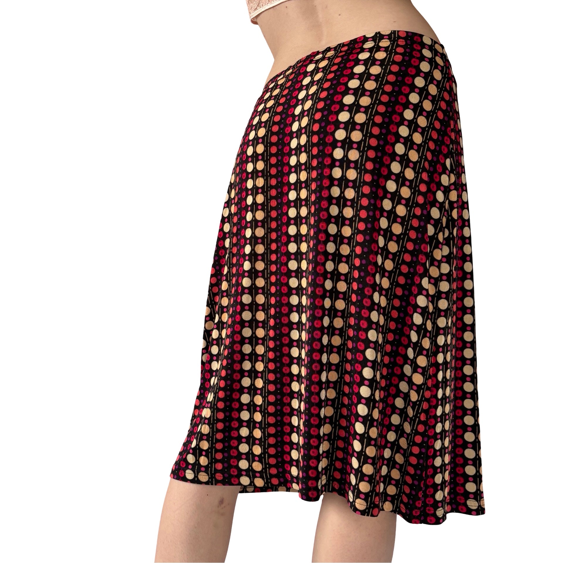 90s Slinky Polka Dot Midi Skirt (M)