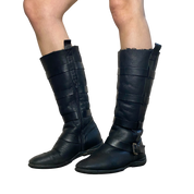 Vintage Leather Strap Buckle Calf Boots (UK 7 EU 40 US 9)