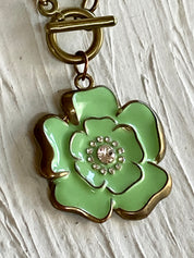 Green rose necklace