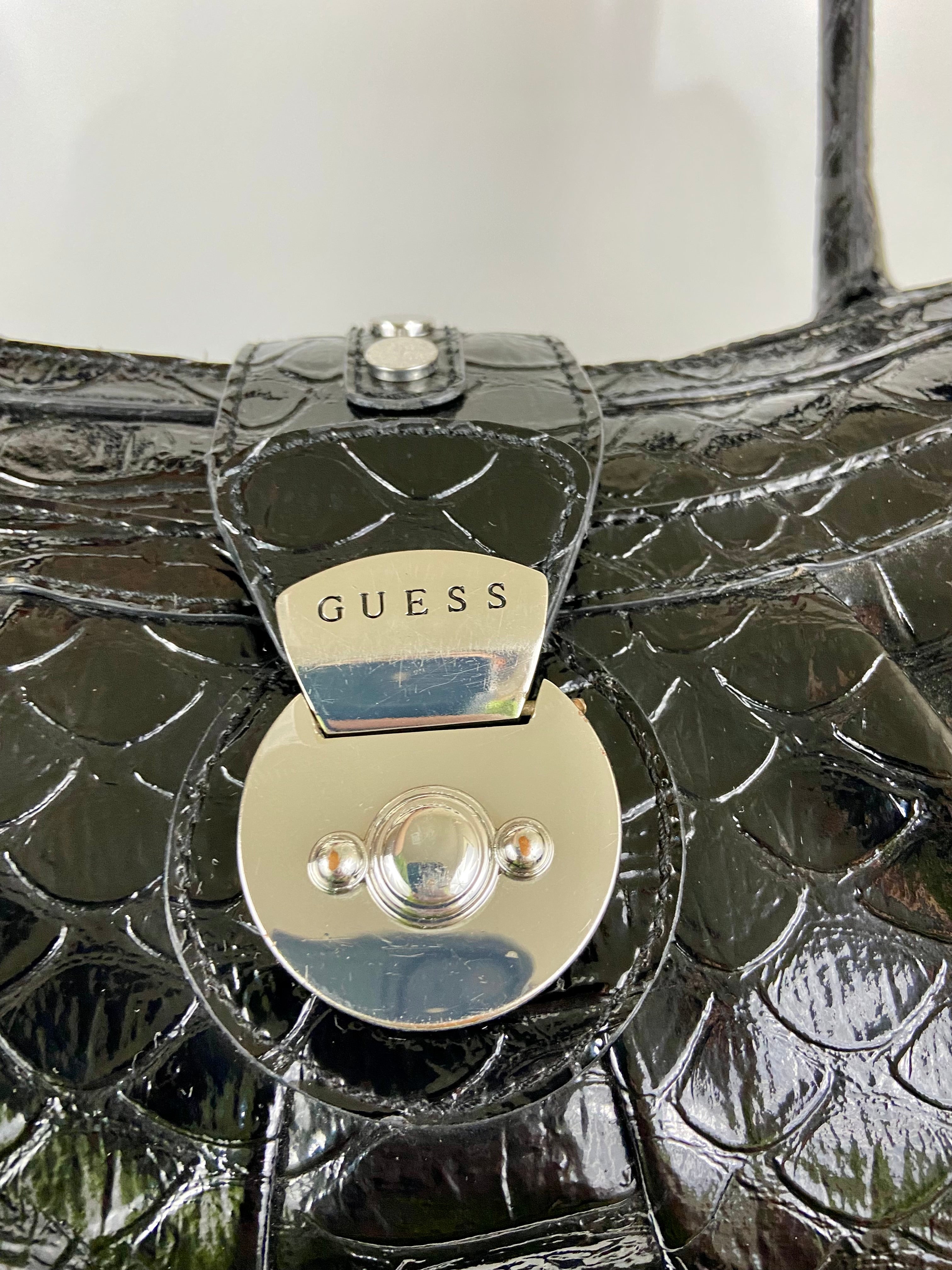 Y2K black leather Guess bag