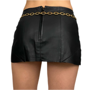 Black Leather Mini Skirt & Belt (XS)