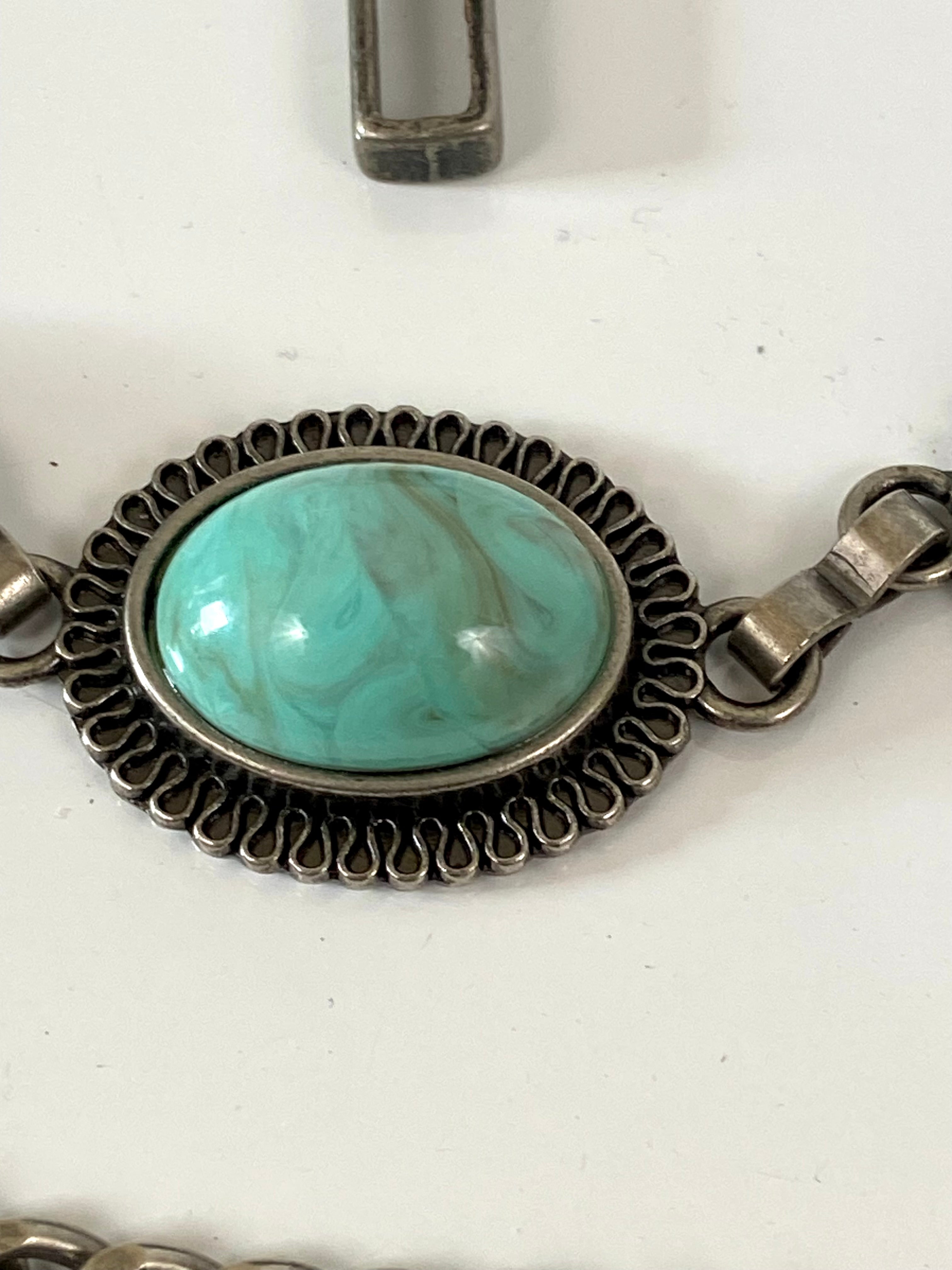 Silver Turquoise Chain Waist Belt