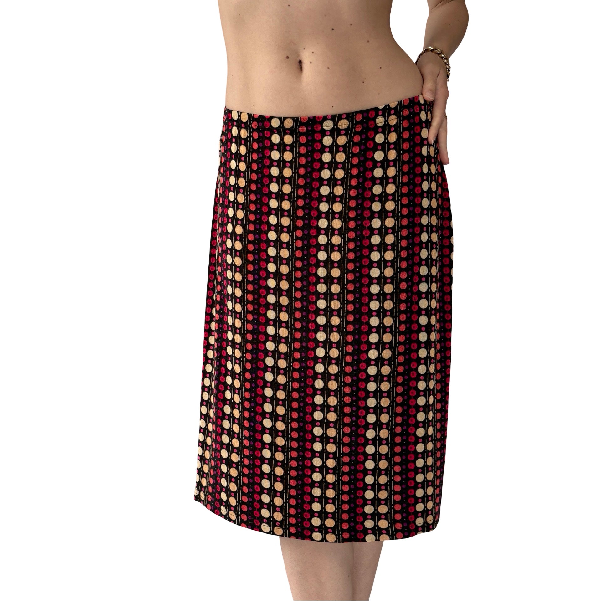 90s Slinky Polka Dot Midi Skirt (M)