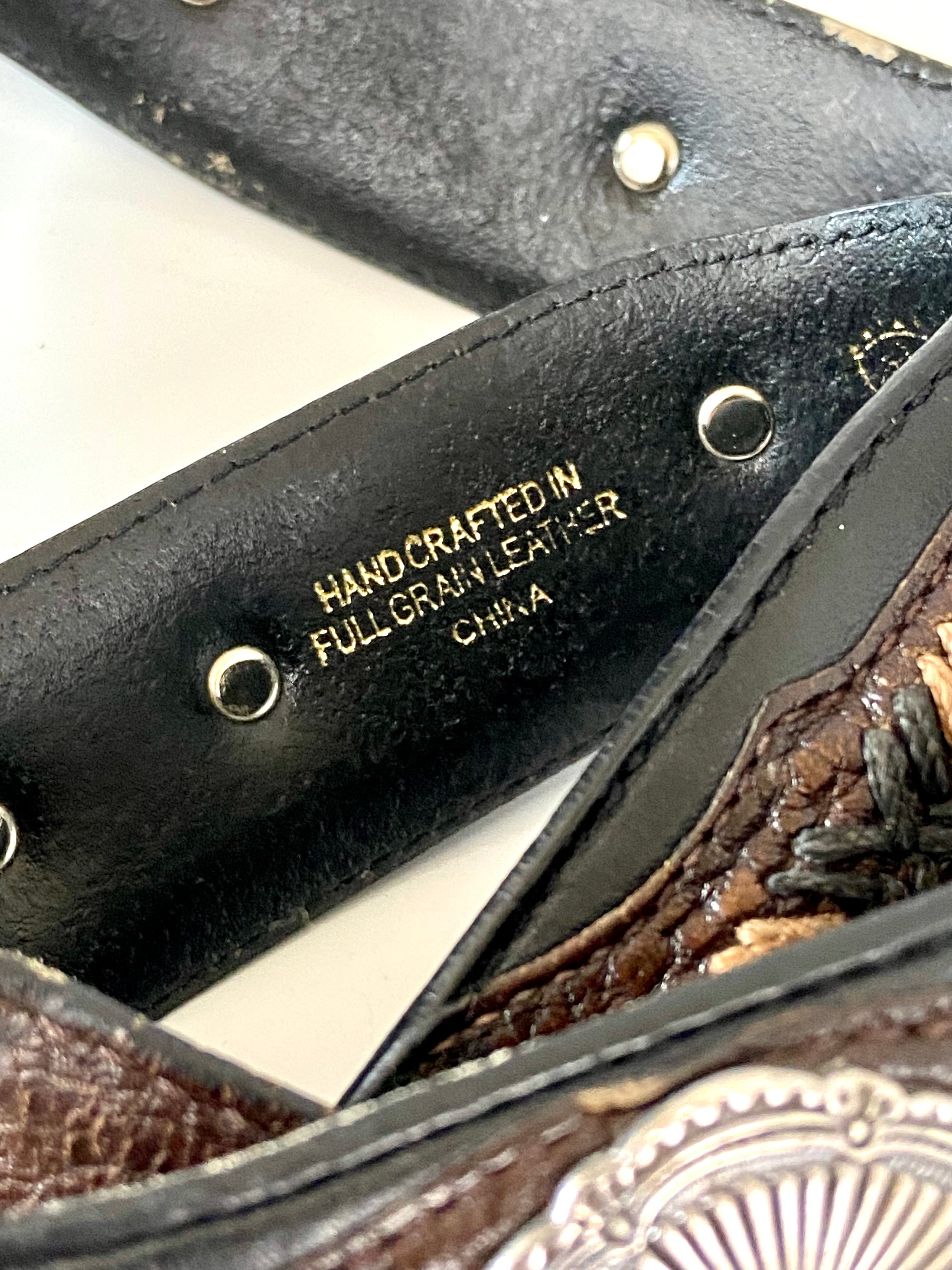 Western leather belt for