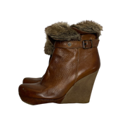 Vintage Fur Trim Wedge Ankle Boots (EU 41 US 9 UK 7)