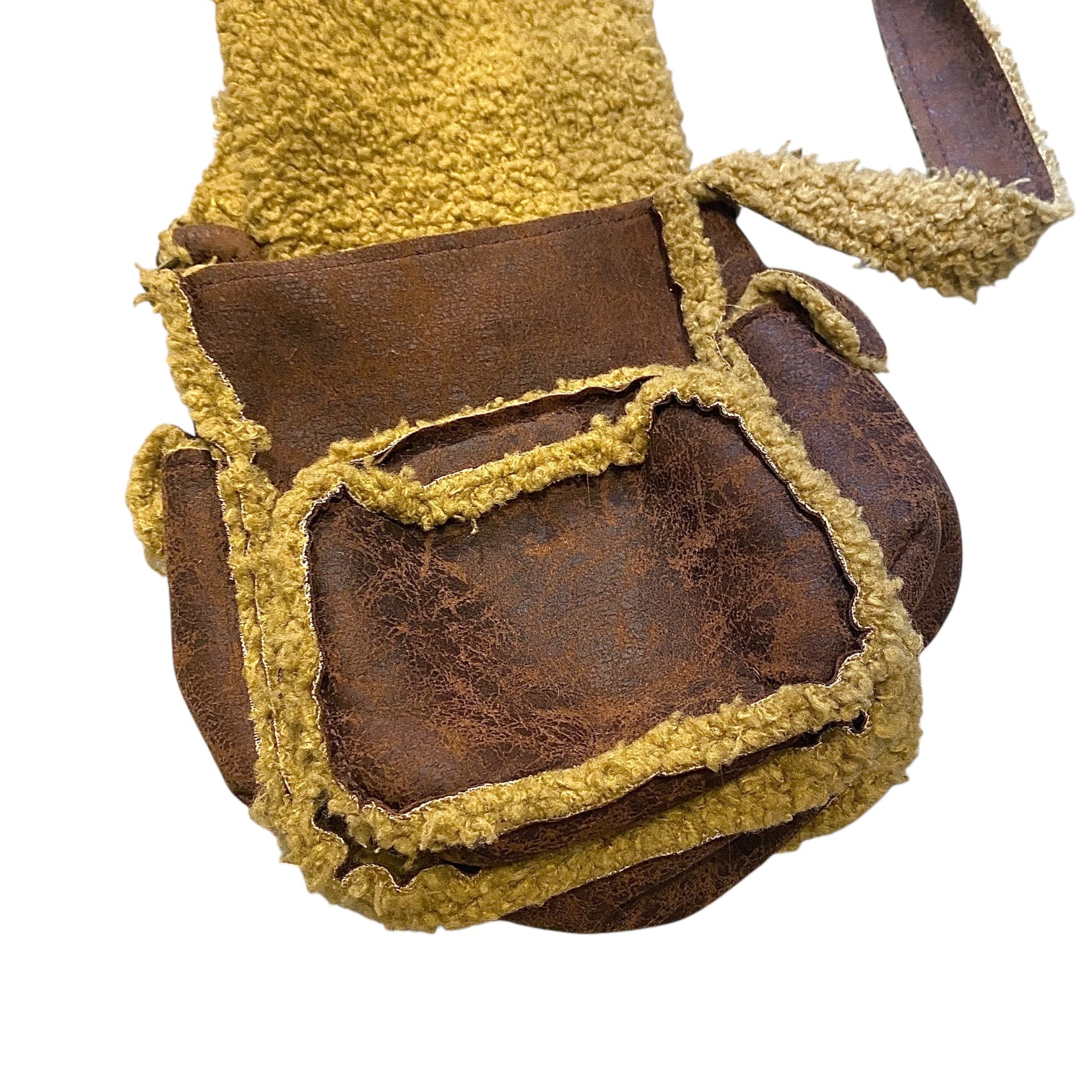 Vintage faux shearling over the shoulder bag