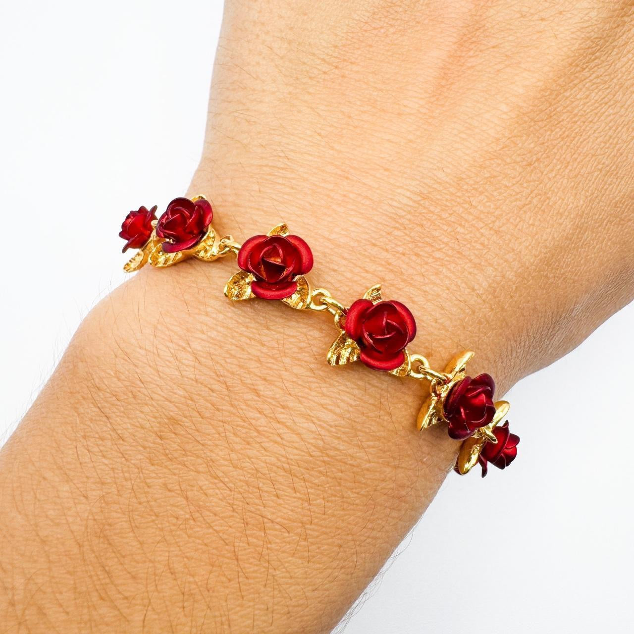 Vintage Rose Charm Bracelet