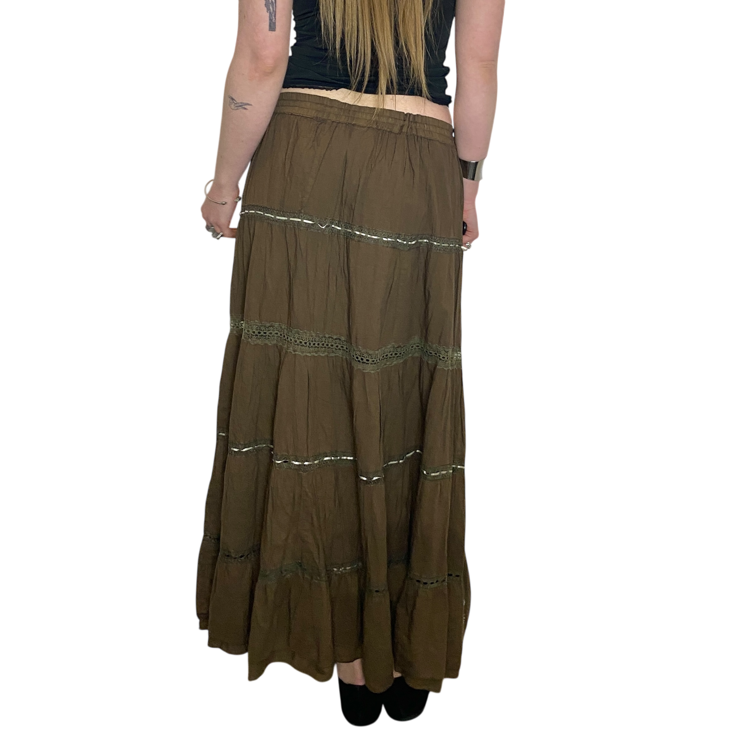 Vintage Tiered Prairie Maxi Skirt (S/M-L)