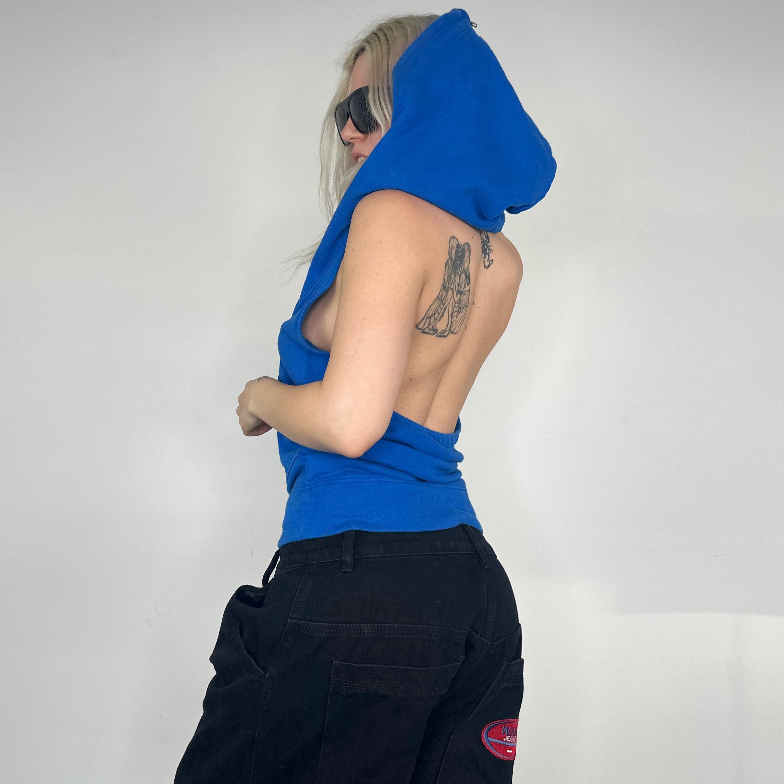 Free People Open Back Hoodie Top (M)